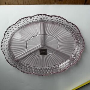 Vintage Emily's Attic Pink Hobnail Divided Relish Tray Gorham 14in Germany